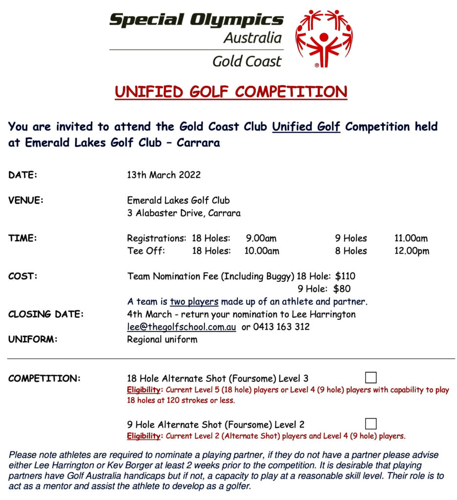 Unified Golf Competition