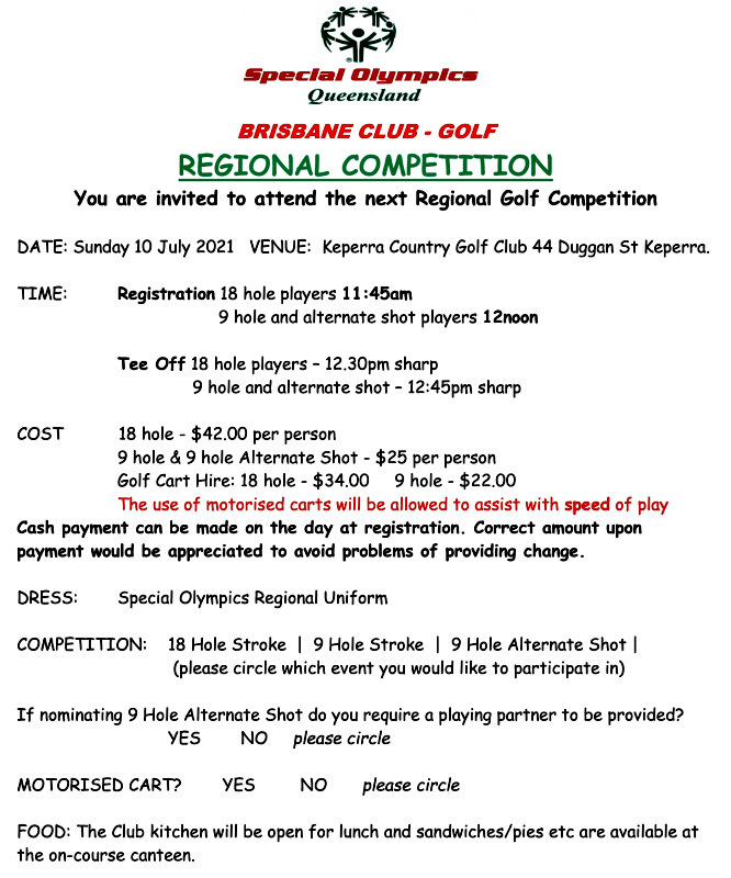 SOQ Brisbane Regional Event @ Keperra Country Golf Club