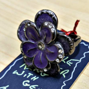 Purple Flower Ring with Gems